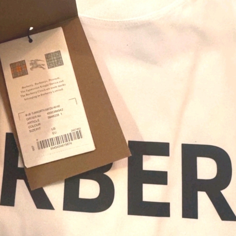 BURBERRY LOGO PRINT T-SHIRT WHITE Men's XXL (NWT) - Picture 4 of 5
